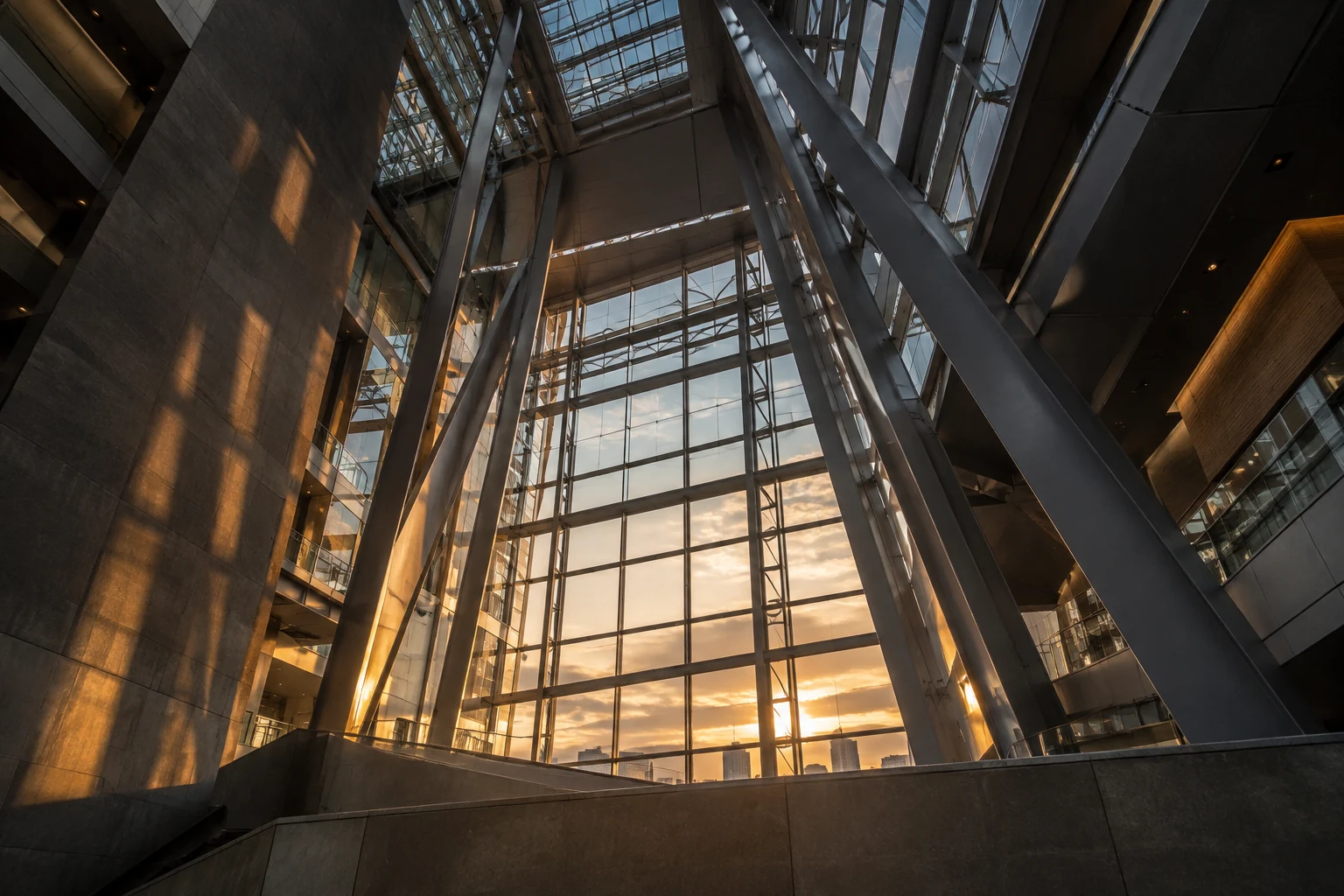 Conceptual steel-and-glass atrium